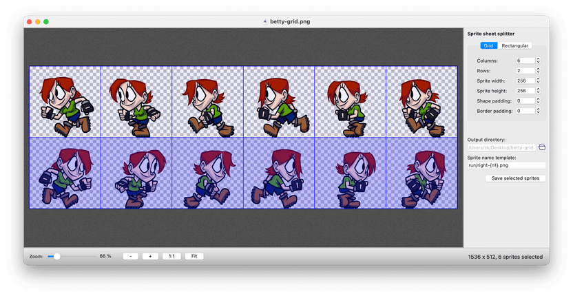 Use the Sprite Sheet Cutter to extract animations and frames from sprite sheets